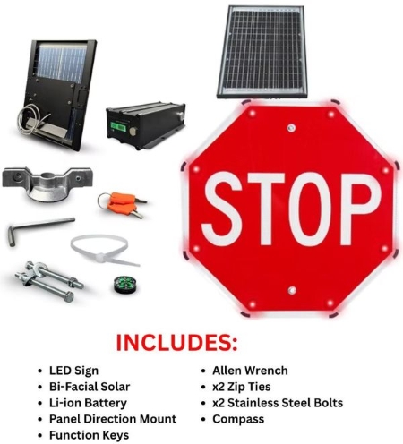 Solar Powered LED Stop Sign